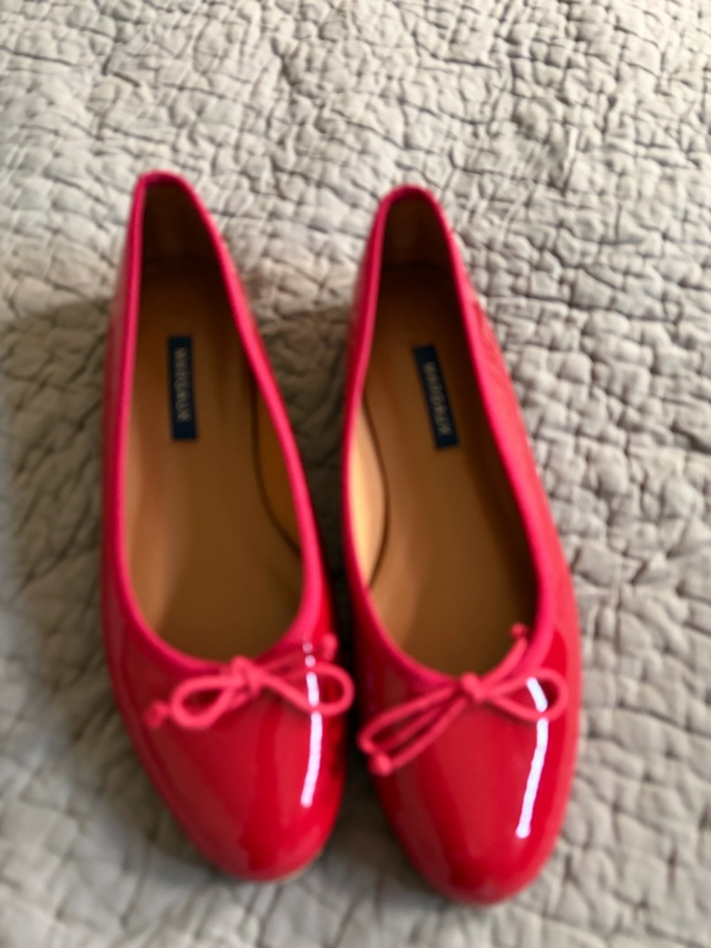 Margaux Patent Ballet Flats in Bright Red with Bow - Picture 2 of 6